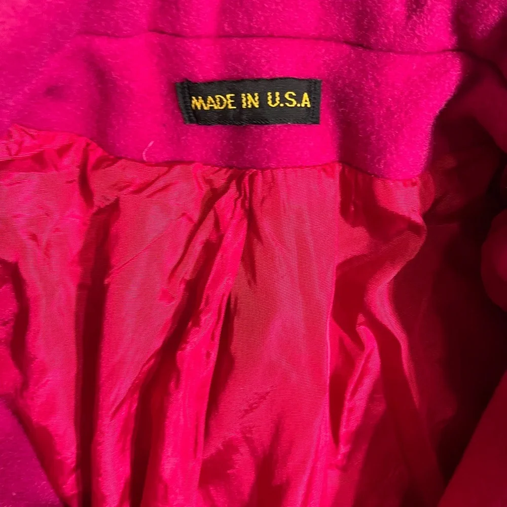 Vintage Wool Fuschia Double‎ Breasted Overcoat Made in USA Pink Heavy